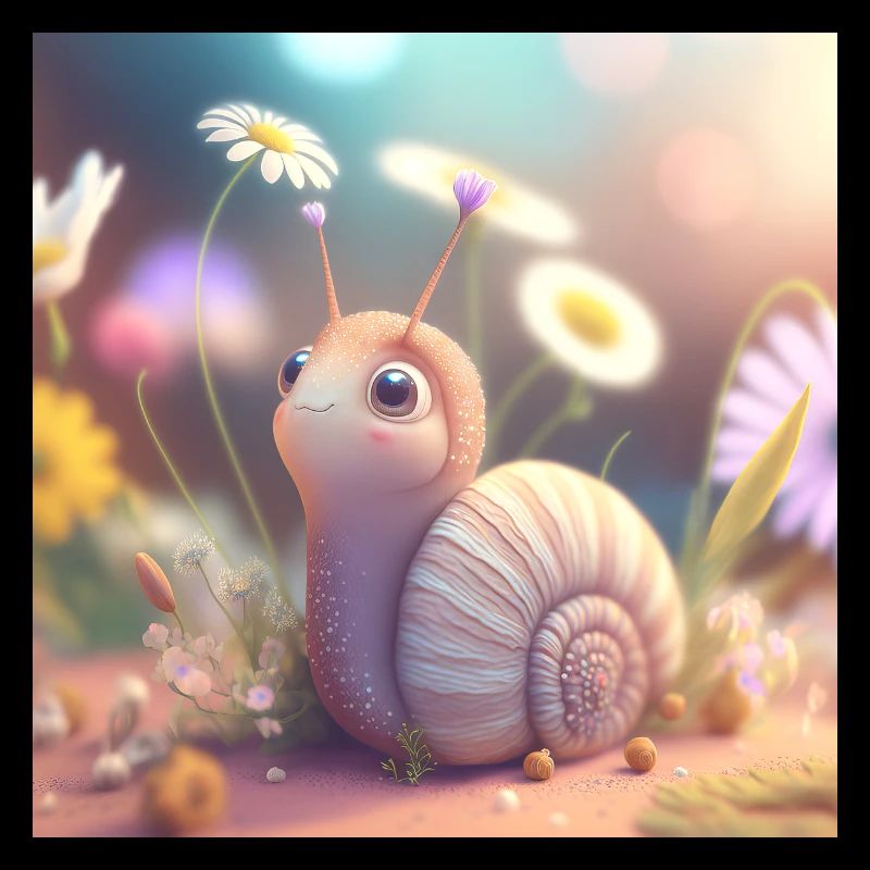 Schnecke mit Blüten