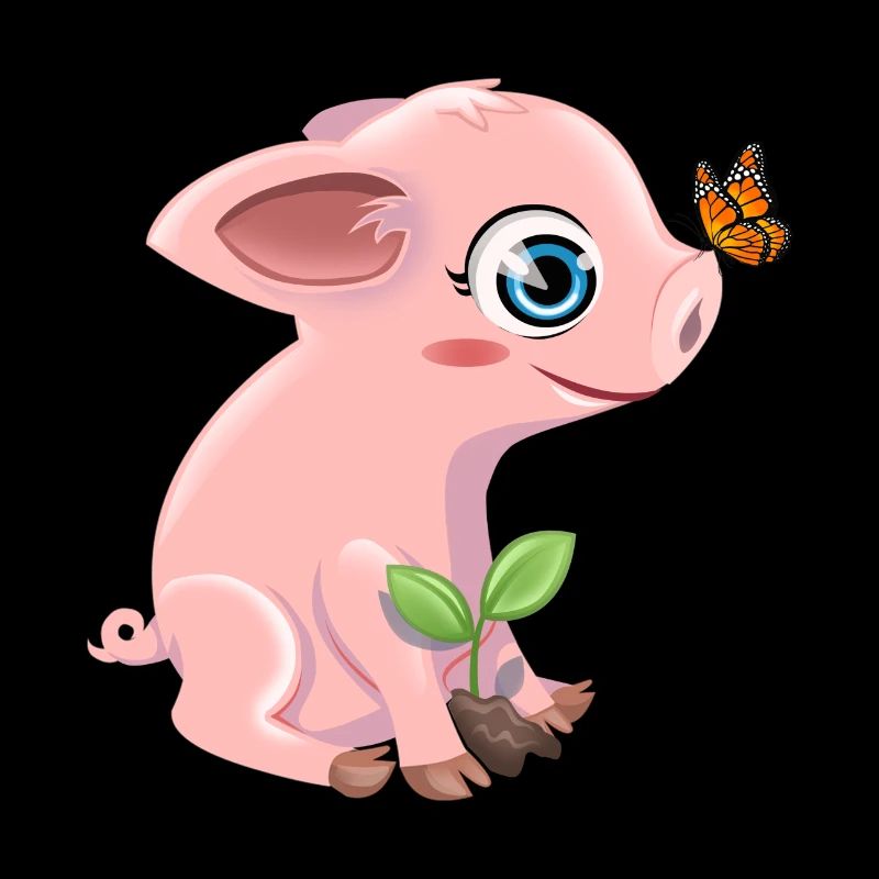 Cochon avec un papillon