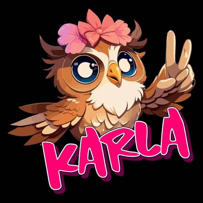 KARLA - Schöner Mädchen Name mit süßer EULE