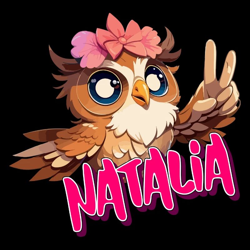 NATALIA - Schöner Mädchen Name mit süßer EULE