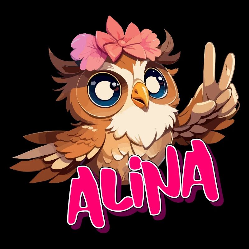 ALINA - Schöner Mädchen Name mit süßer EULE