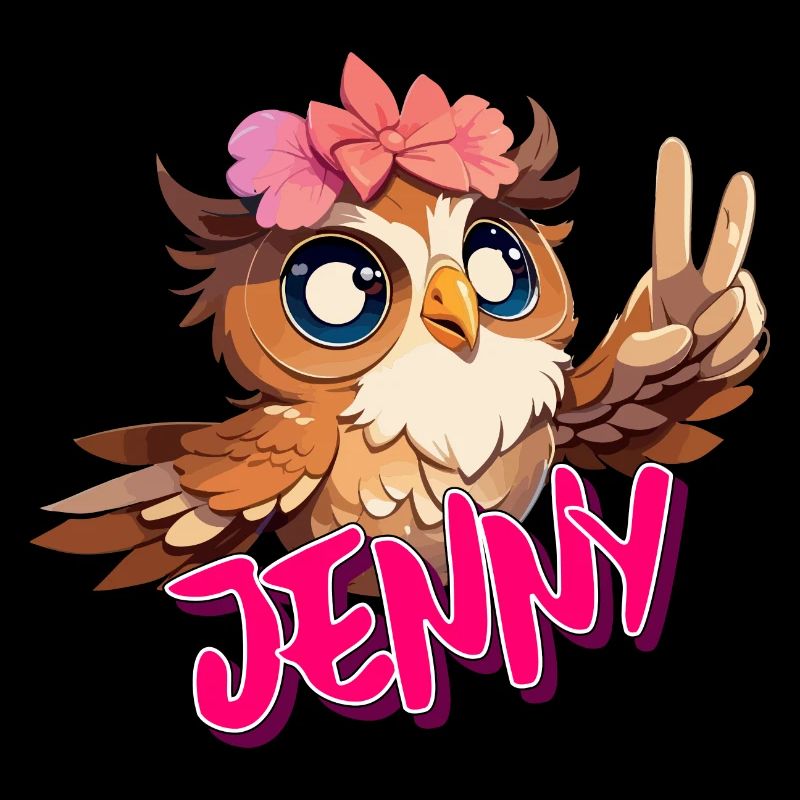 JENNY - Schöner Mädchen Name mit süßer EULE