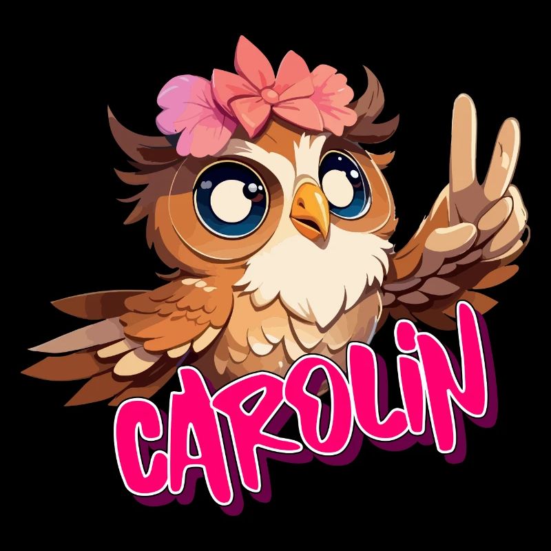 CAROLIN - Schöner Mädchen Name mit süßer EULE