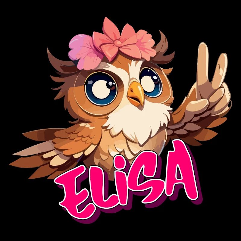 ELISA - Schöner Mädchen Name mit süßer EULE