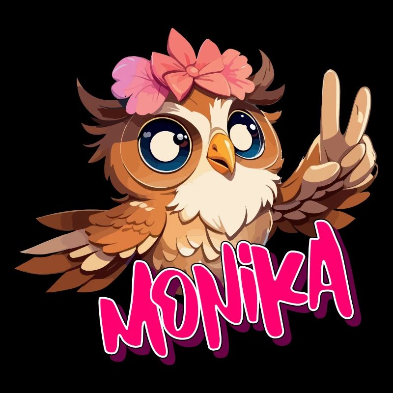 MONIKA - Schöner Mädchen Name mit süßer EULE