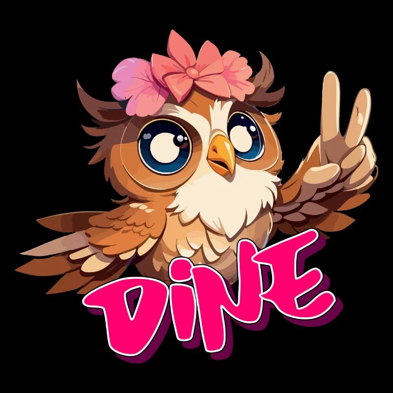 DINE - Schöner Mädchen Name mit süßer EULE