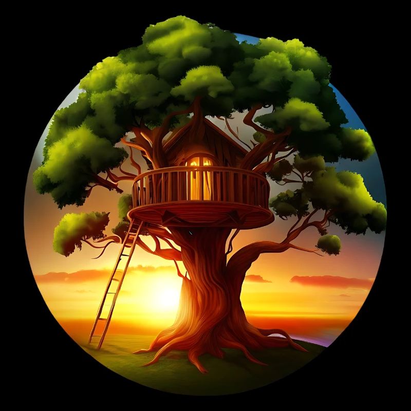 Treehouse at sunset