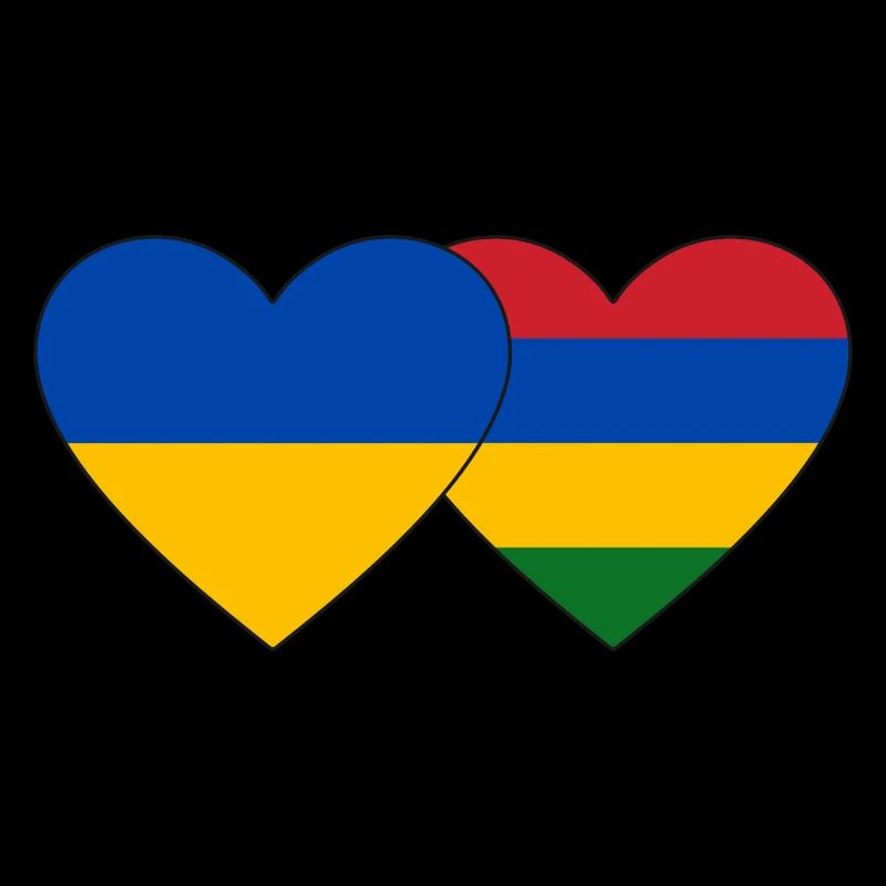 Ukraine Mauritius Flagge Herz