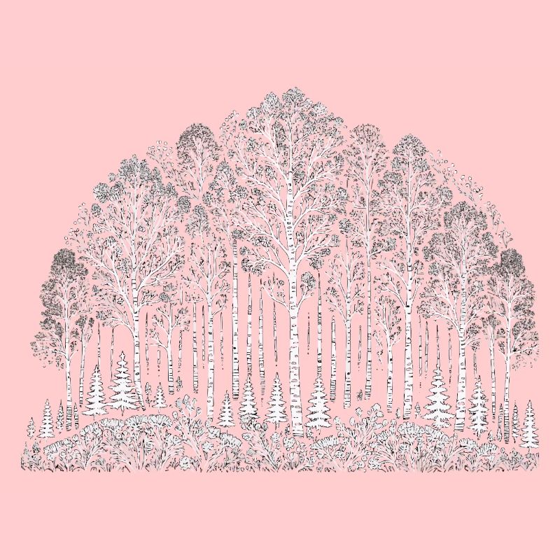 White on Black Birch Forest Pattern