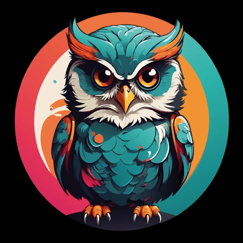 kleine süsse Eule im Farbkreis Eulendesign