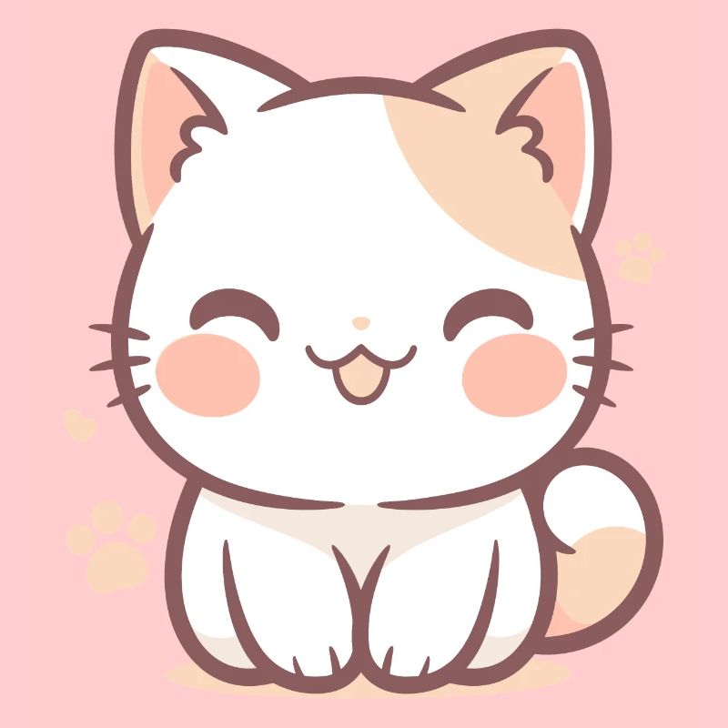 Ein lächelndes Chibi-Kätzchen