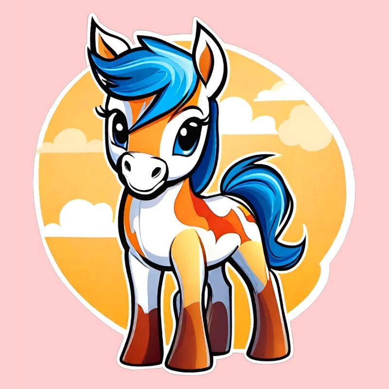 Mignon petit cheval avec du soleil