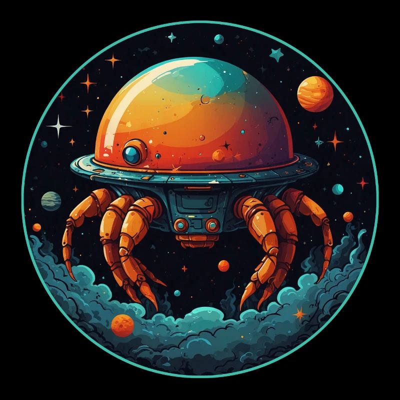 Imaginative whimsical crab spaceship