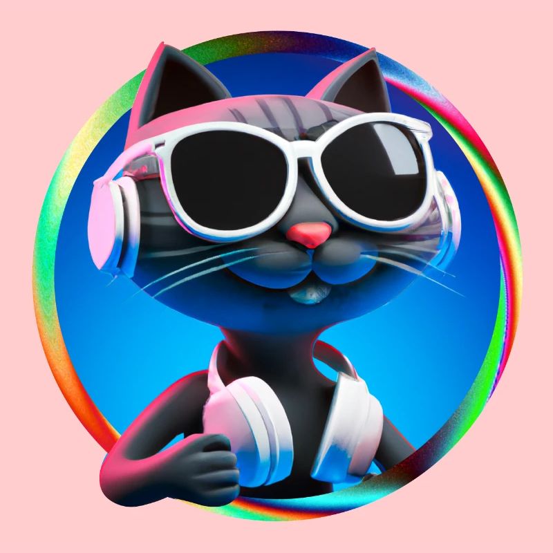 Katze Brille Turntable DJ Disco Club Kopfhörer
