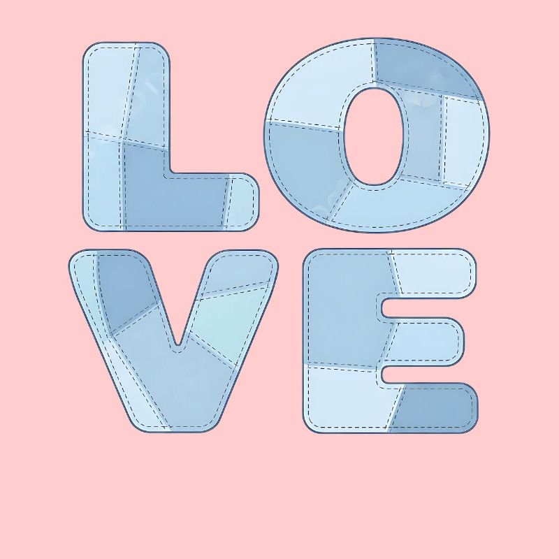 Patchwork Blue Love Motif for Kids & Babies