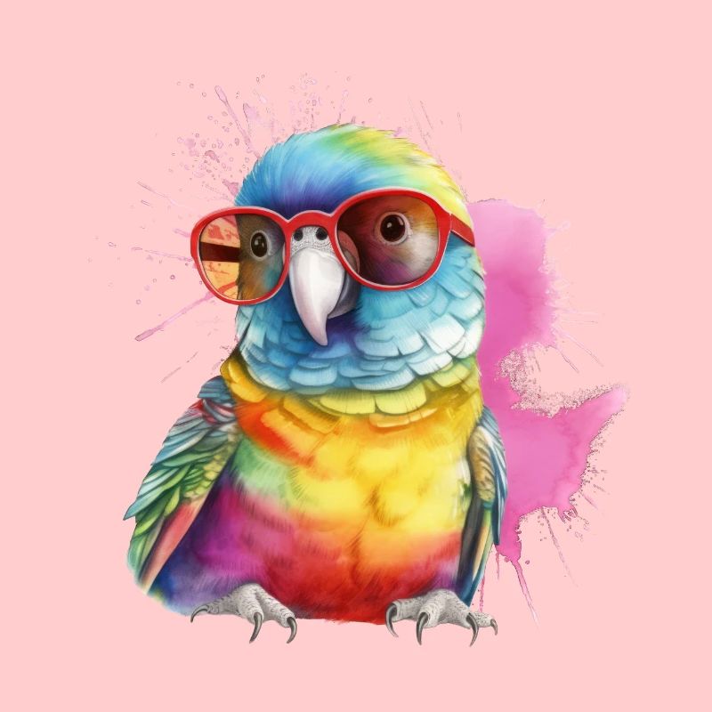 Bunter cooler Papagei mit Brille
