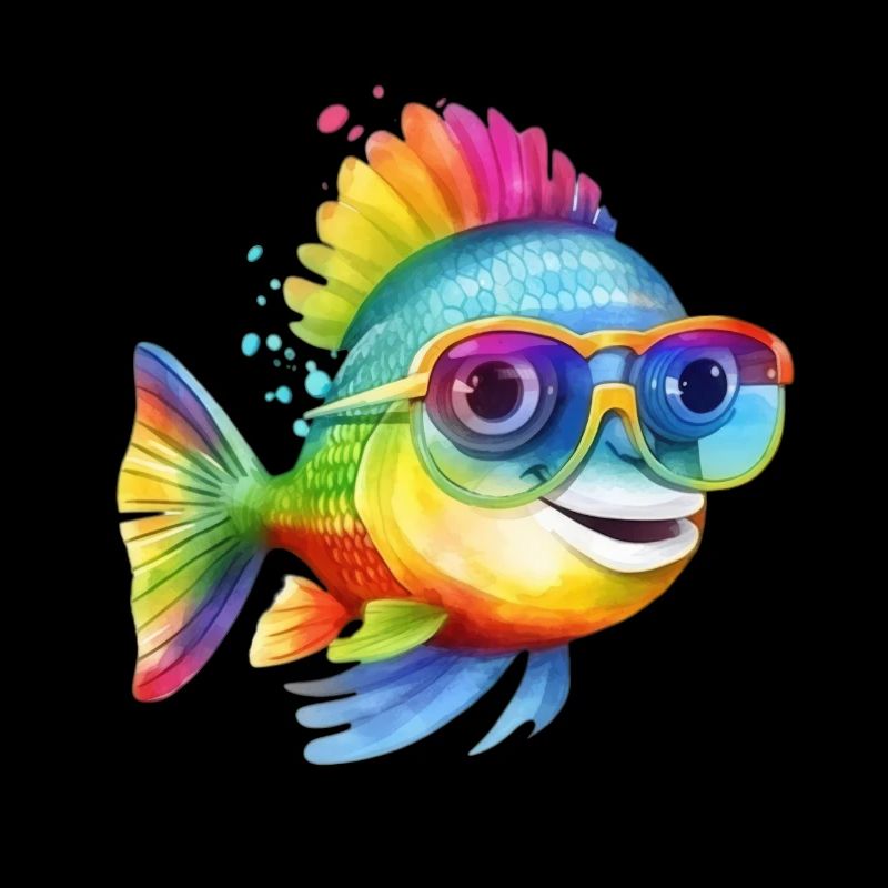 Bunter cooler Fisch mit Sonnenbrille