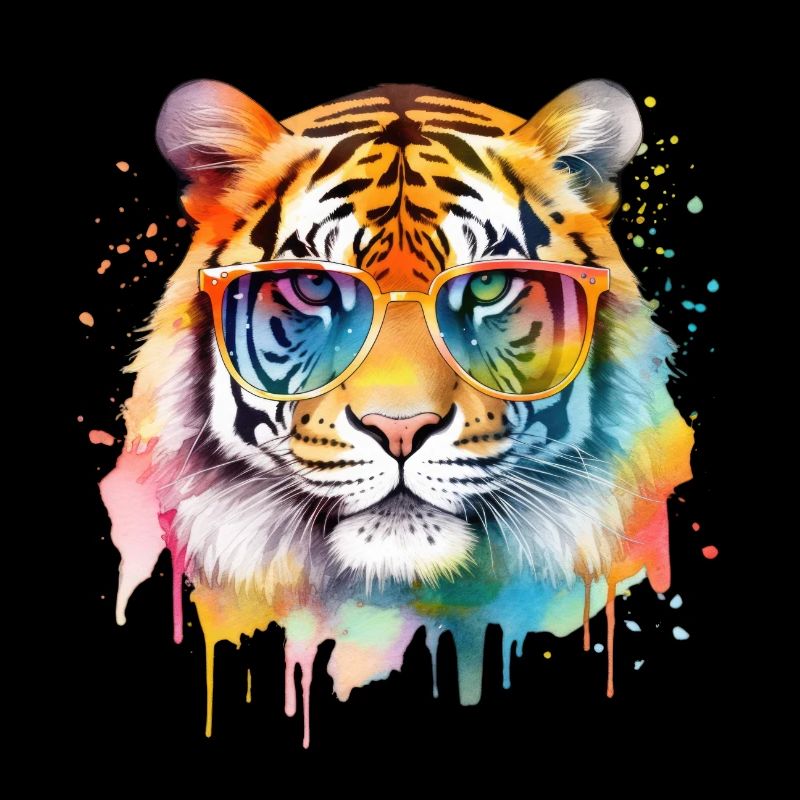 Bunter cooler Tiger mit Sonnenbrille