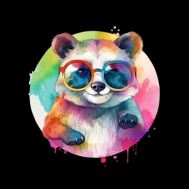 Bunter cooler Waschbär mit Sonnenbrille