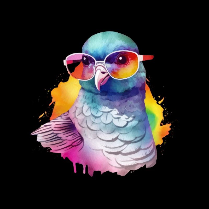 Bunte coole Taube mit Sonnenbrille