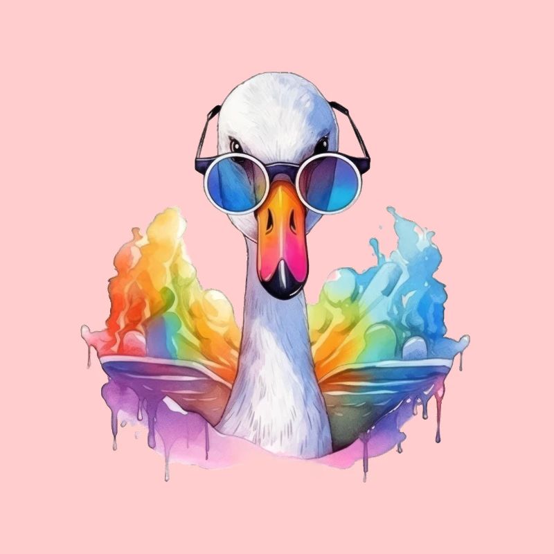 Bunter cooler Schwan mit Sonnenbrille