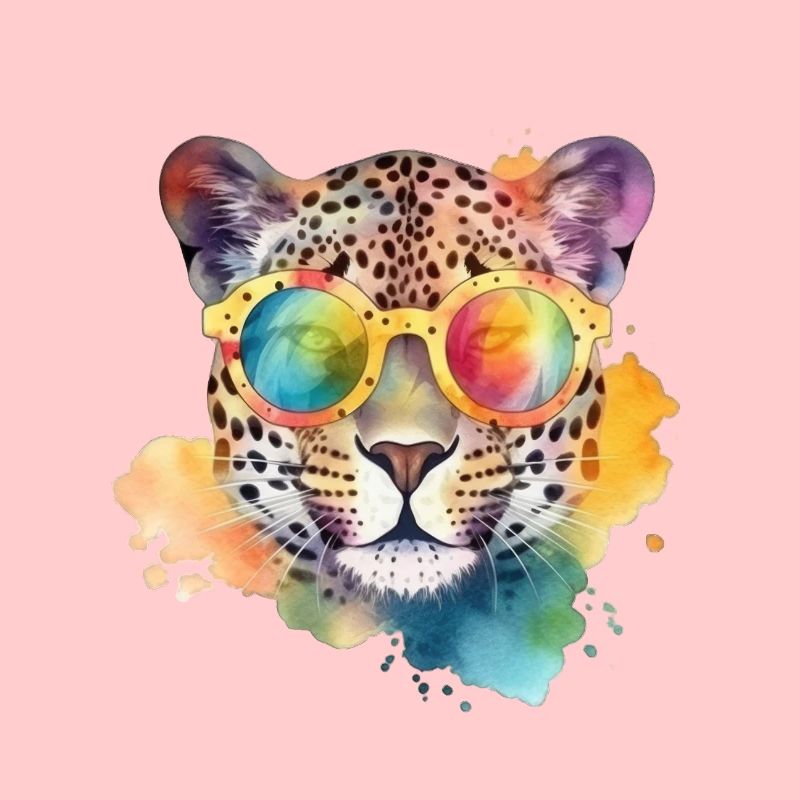 Bunter cooler Leopard mit Sonnenbrille