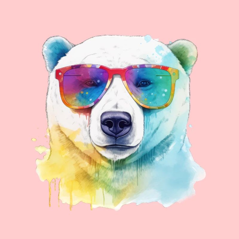 Bunter cooler Eisbär mit Sonnenbrille