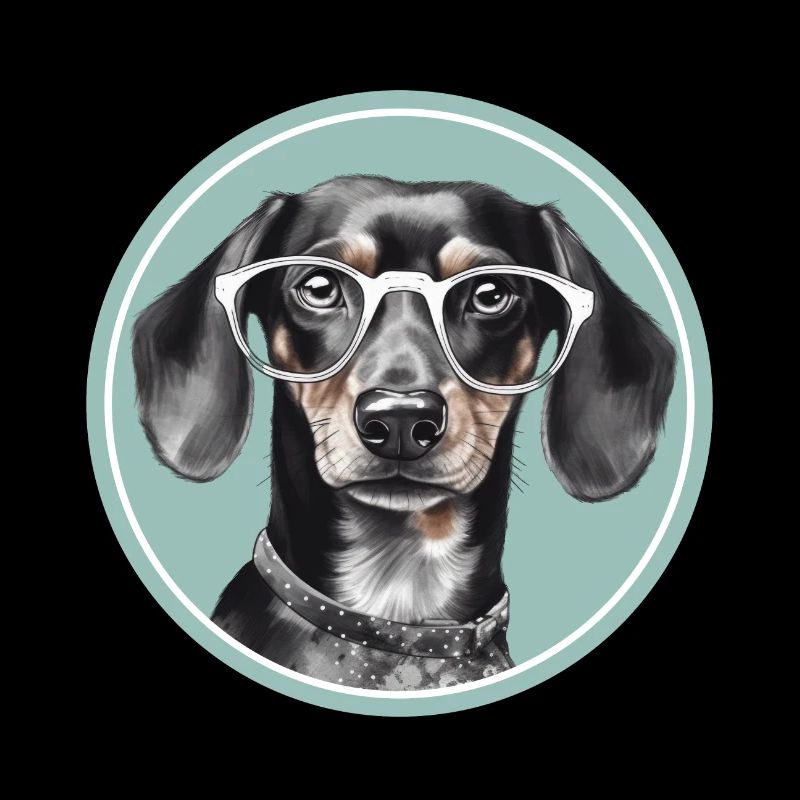 Mignon chien teckel avec des lunettes pour éventail teckel