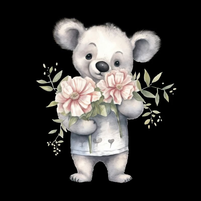 Niedlicher & süßer Koala mit Blumenstrauß