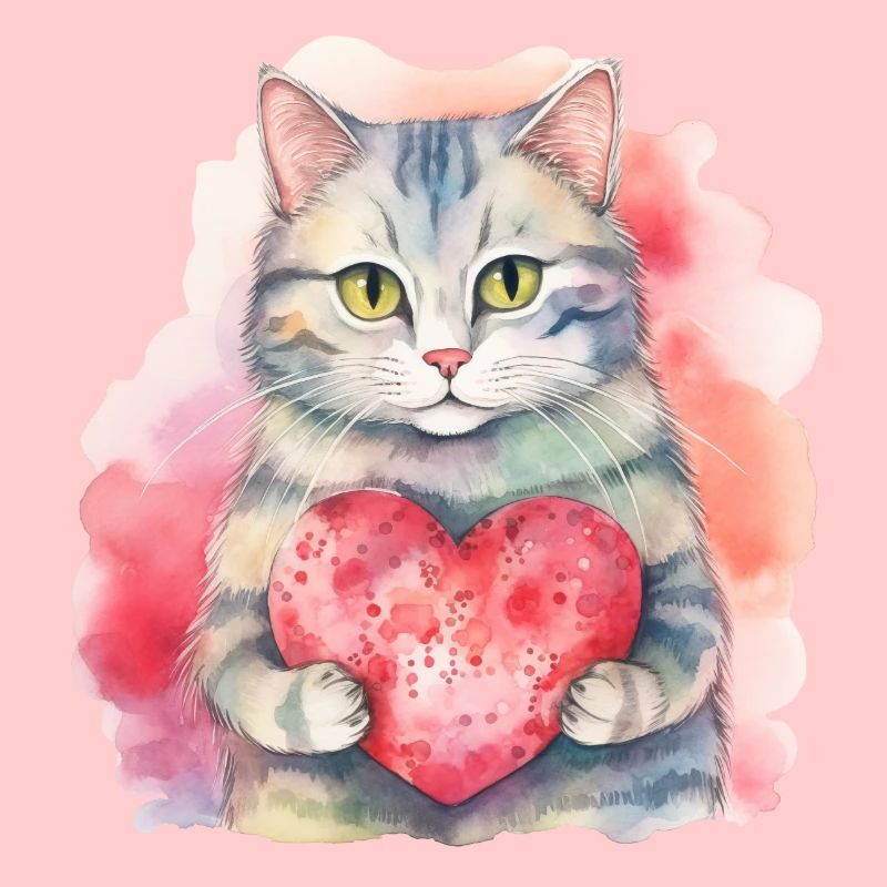 Chat mignon et mignon avec amour de cœur