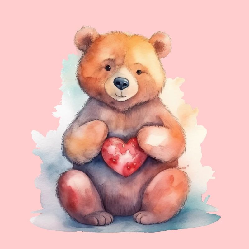 Cute & cute bear with heart love brown bear