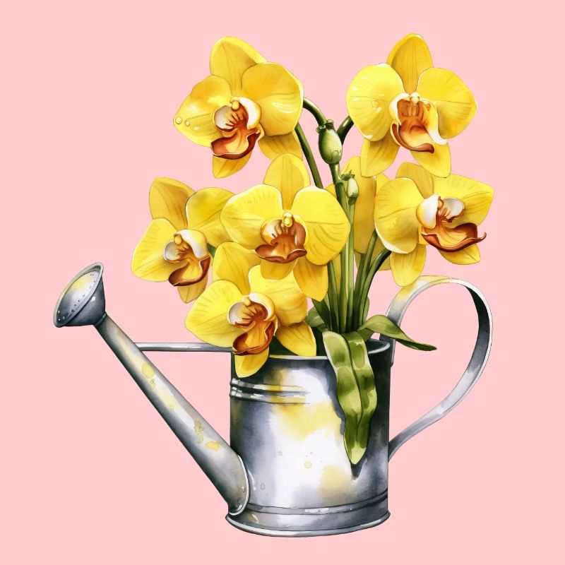 Arrosoir Fleurs Fleurs Orchidée Jaune Mariage