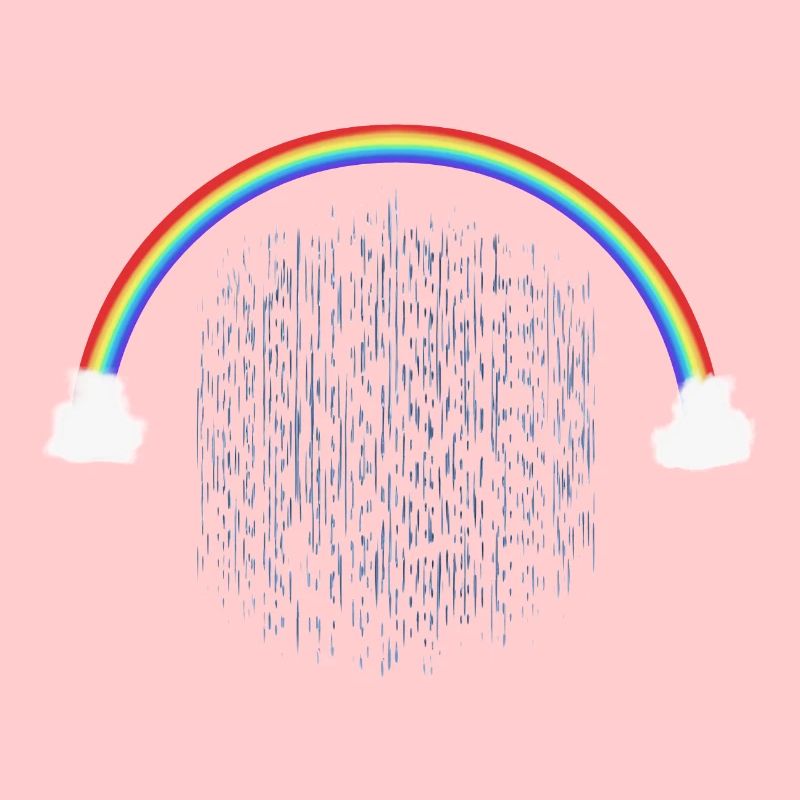 Rainbow with Rain Drops Pattern