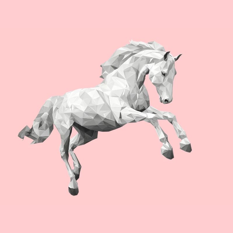 cheval blanc gris Low Poly logo Art Design