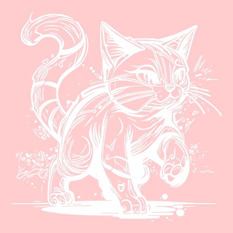 Mignon petit chat de maison maladroit dans le style tatouage