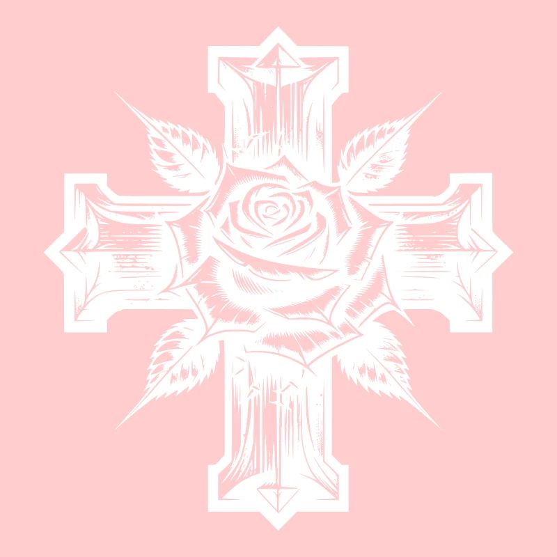 Rose avec des épines sur une croix