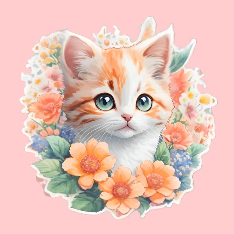 Bébé chat en fleurs
