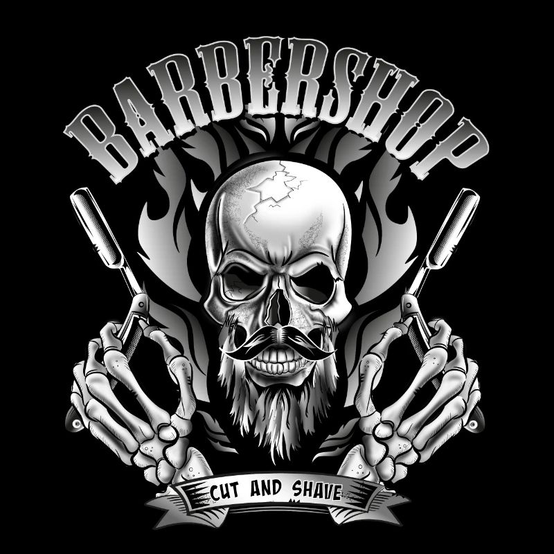 Barbershop Totenkopf oder Schädel mit Glatze