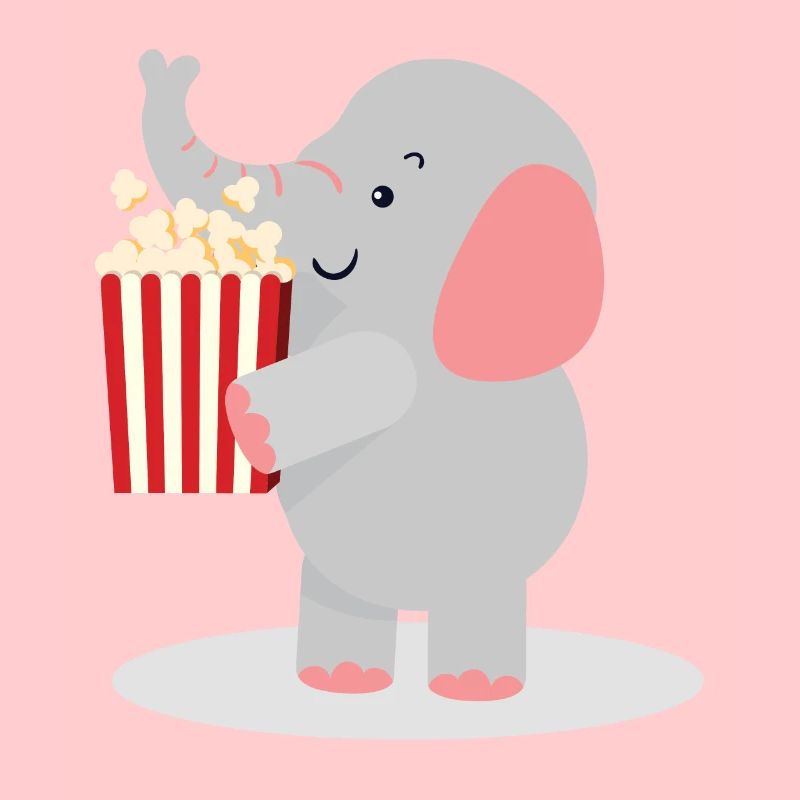 Éléphant avec pop-corn