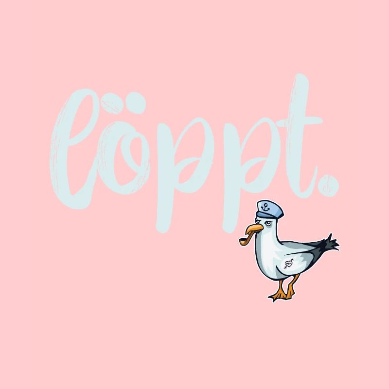 löppt plattdeutsch mit cooler Möwe Geschenk
