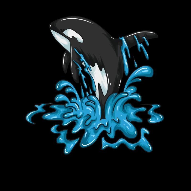 Freudiger Wal Orca Springt Glücklicht Waldesign