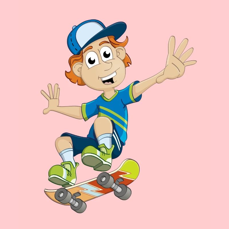 Drawing of a boy on a skateboard