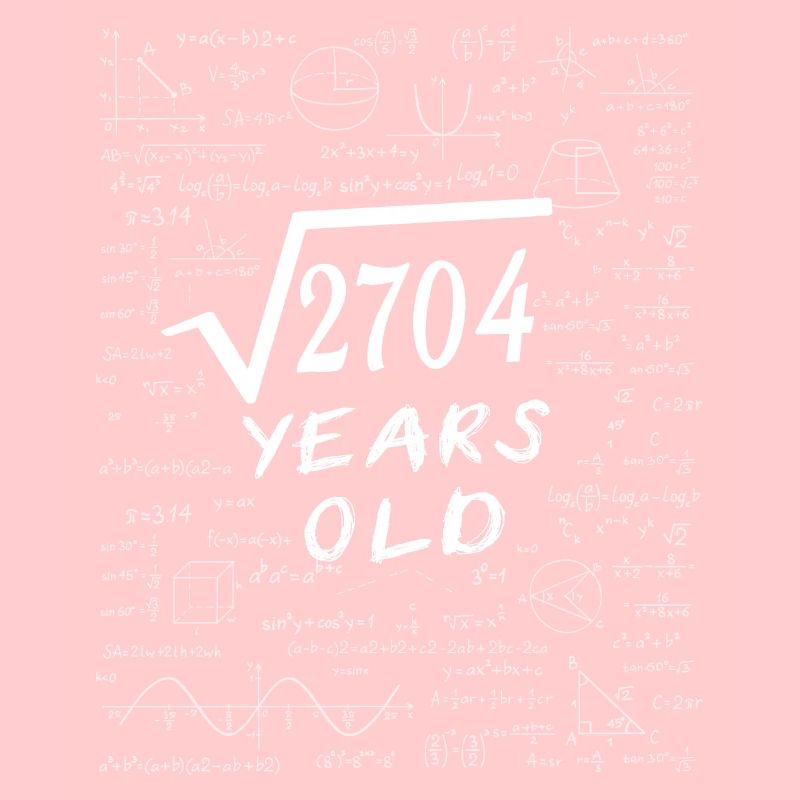 52e Anniversaire 52 ans Racine carrée de 2704 math