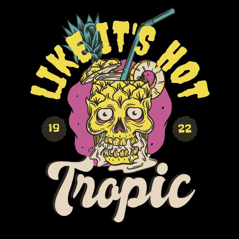 Retro Tropic Like It's Hot Pineapple Skull Sommer