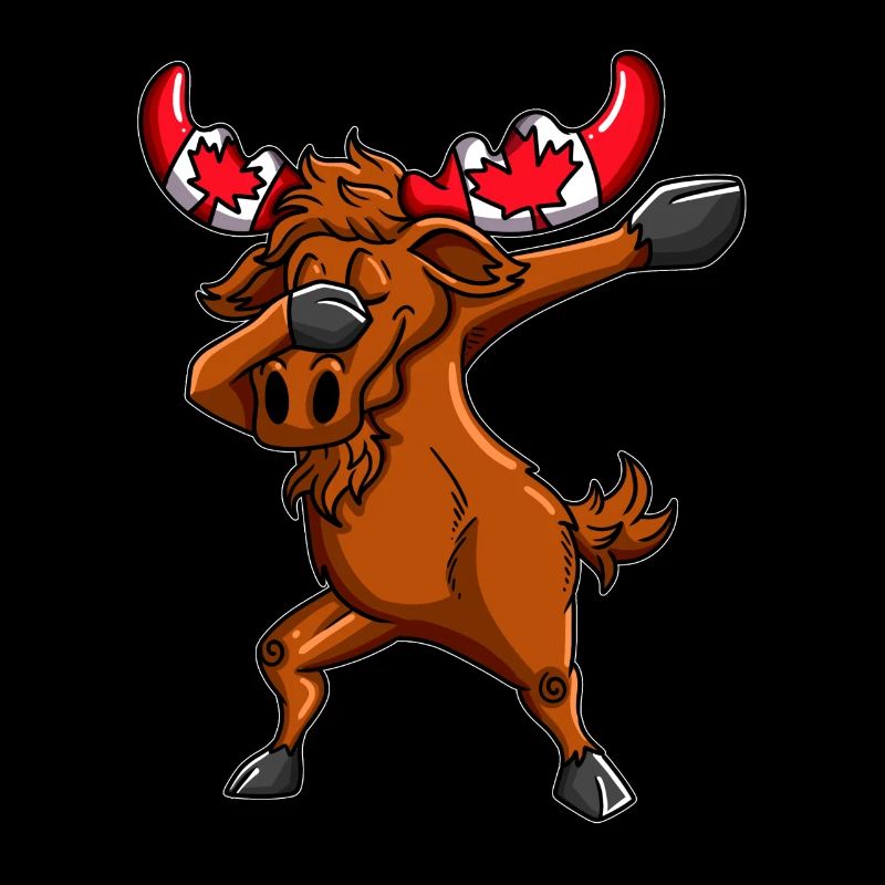 Orignal canadien avec dab dab du drapeau du Canada