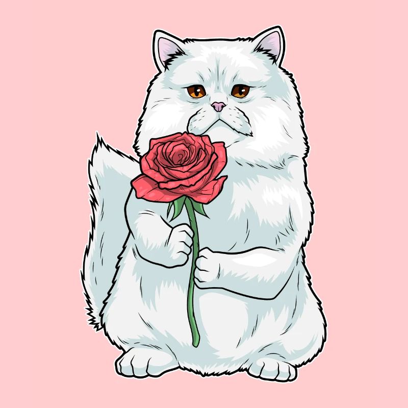 Chat Persan Rose Fleurs