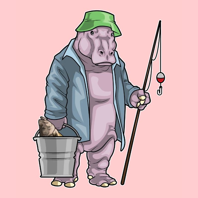 Nilpferd Angler Eimer Angeln