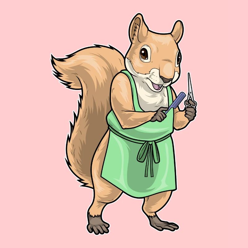 Écureuil Coiffeur Ciseaux Peigne