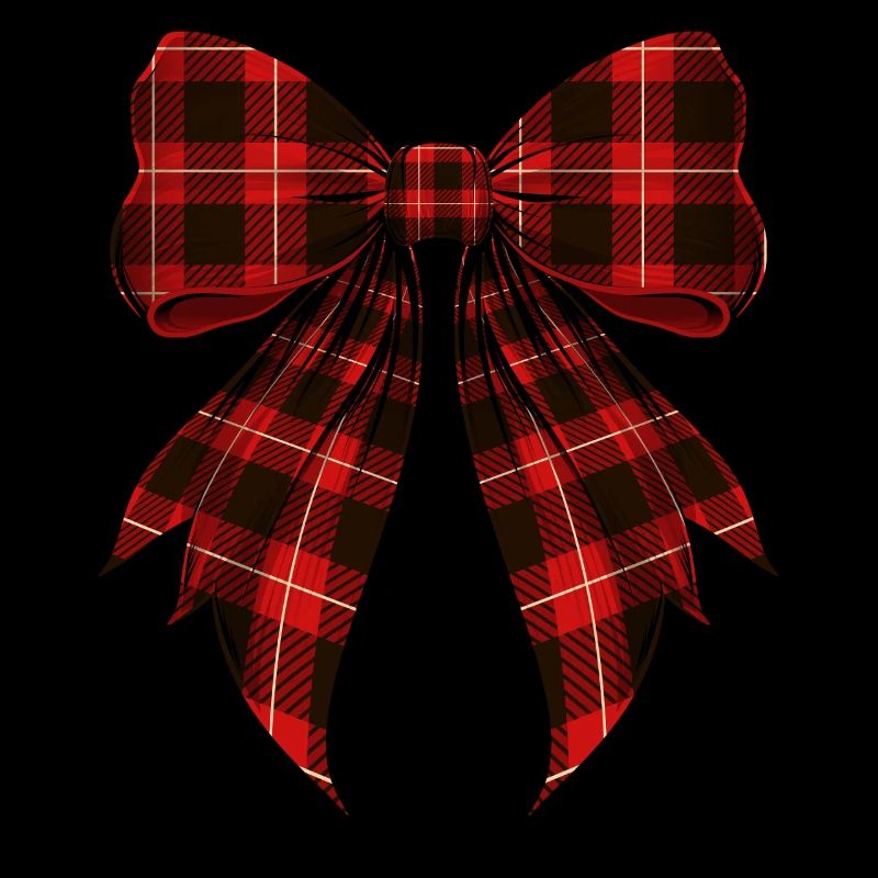 Coquettish Bow Red Plaid Pattern Cute