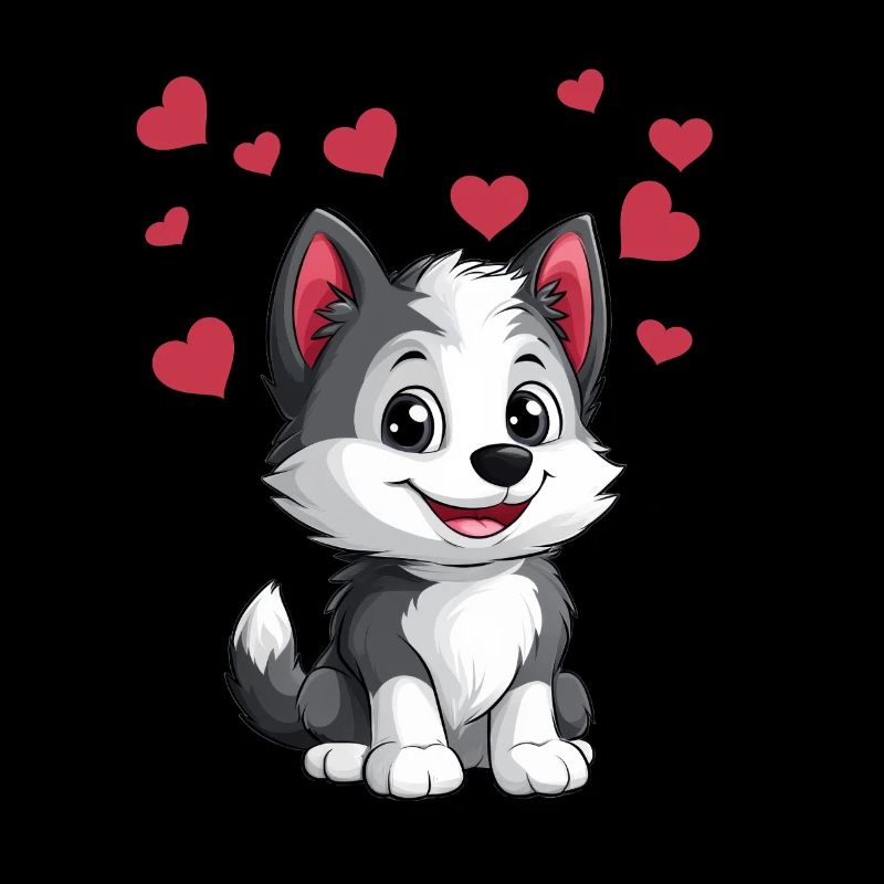 Herziger Husky mit Herzchen